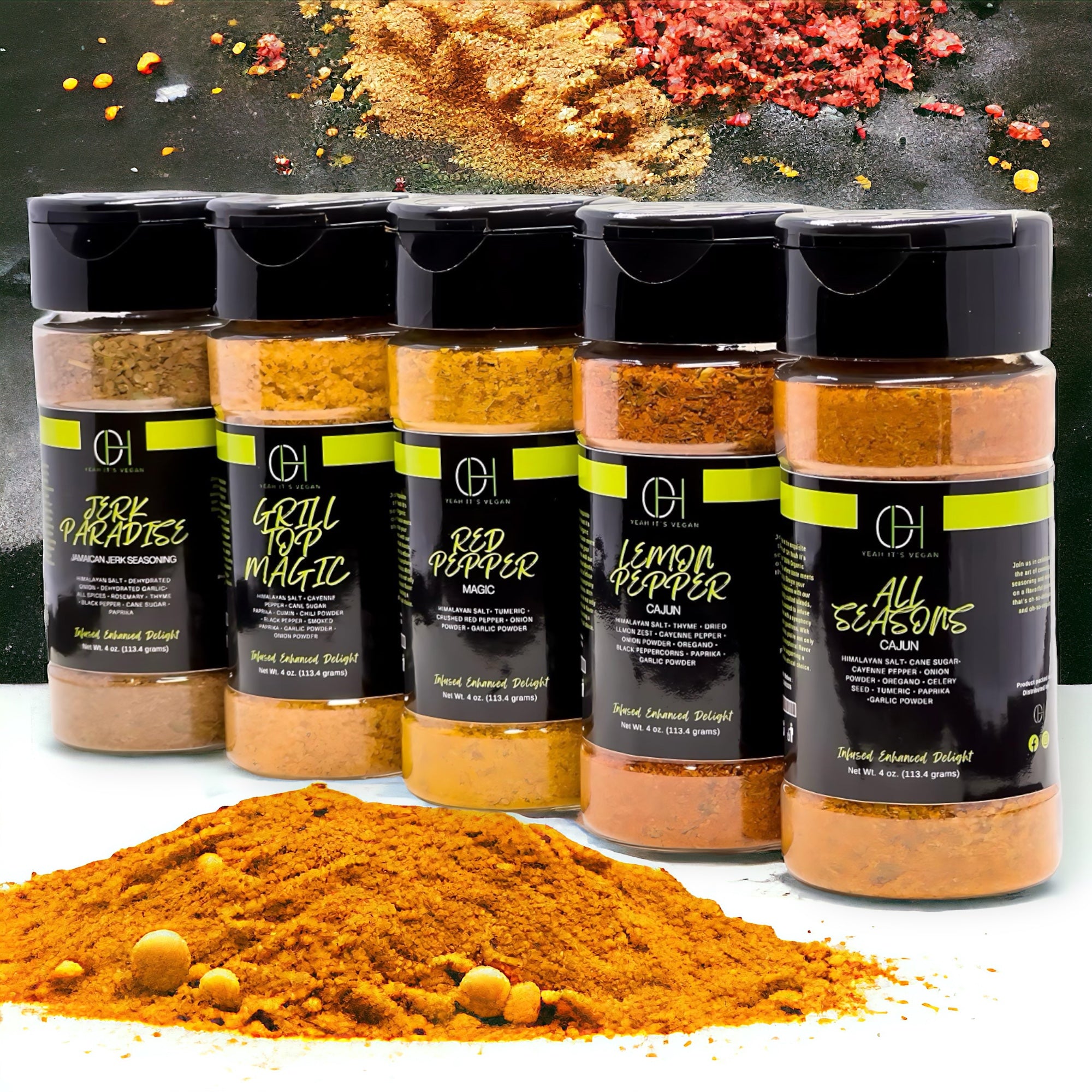 Oh Yeah It's Vegan | Rub | Mixed Spices | Cajun | Caribbean Jerk | 5 pack Combo - Oh Yeah It's Vegan